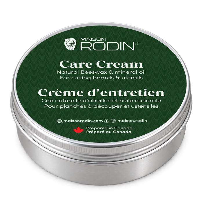 Three-quarter view of the closed MAISON RODIN Care Cream tin