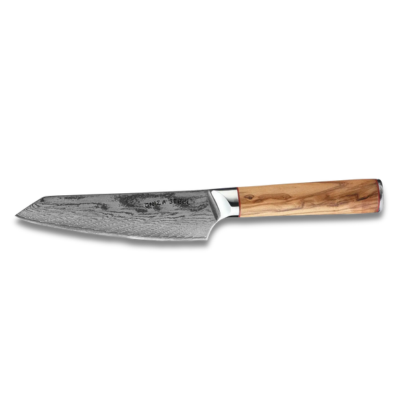 Ginza Steel MIA 17 Chef Knife 6.5” – Damascus AUS10 Steel, 67-Layer, Olive Wood Handle