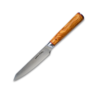 Ginza Steel MIA 12 Utility Knife 5” – Damascus AUS10, 67-Layer, Olive Wood Handle