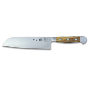 ALPHA OLIVE | Santoku Knife Smooth Blade 7 inch | Forged Steel / Olive wood handle
