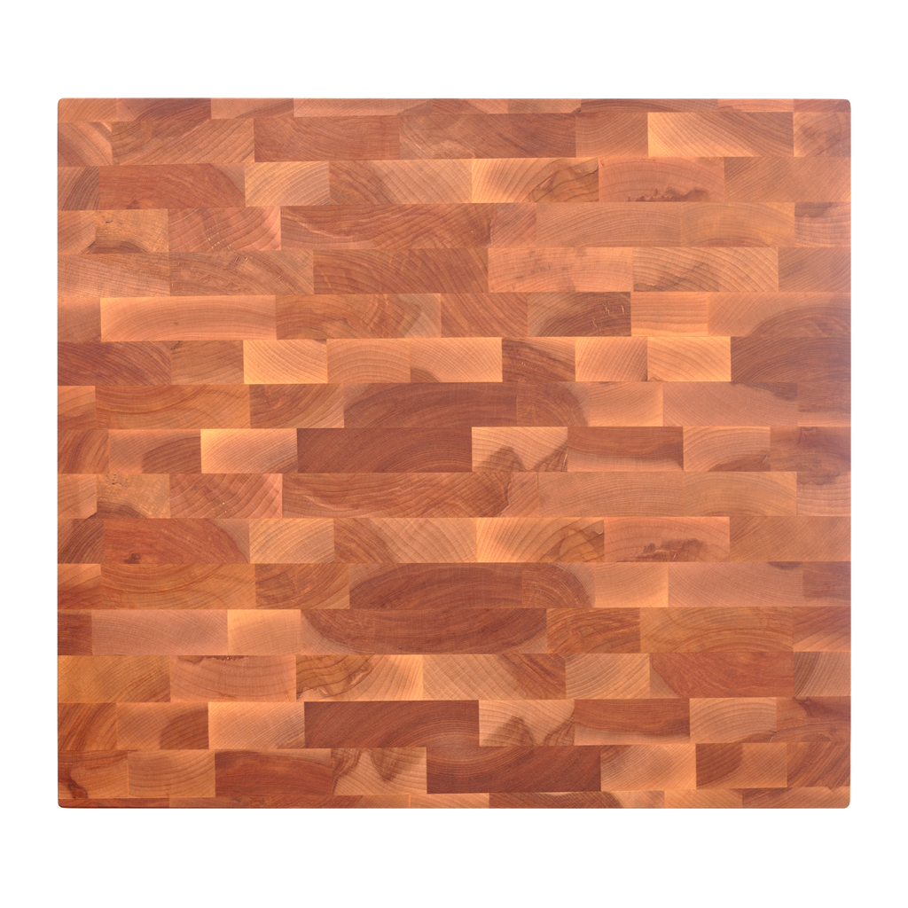 Top view of the maple and birch end-grain butcher block, 18 × 16 in