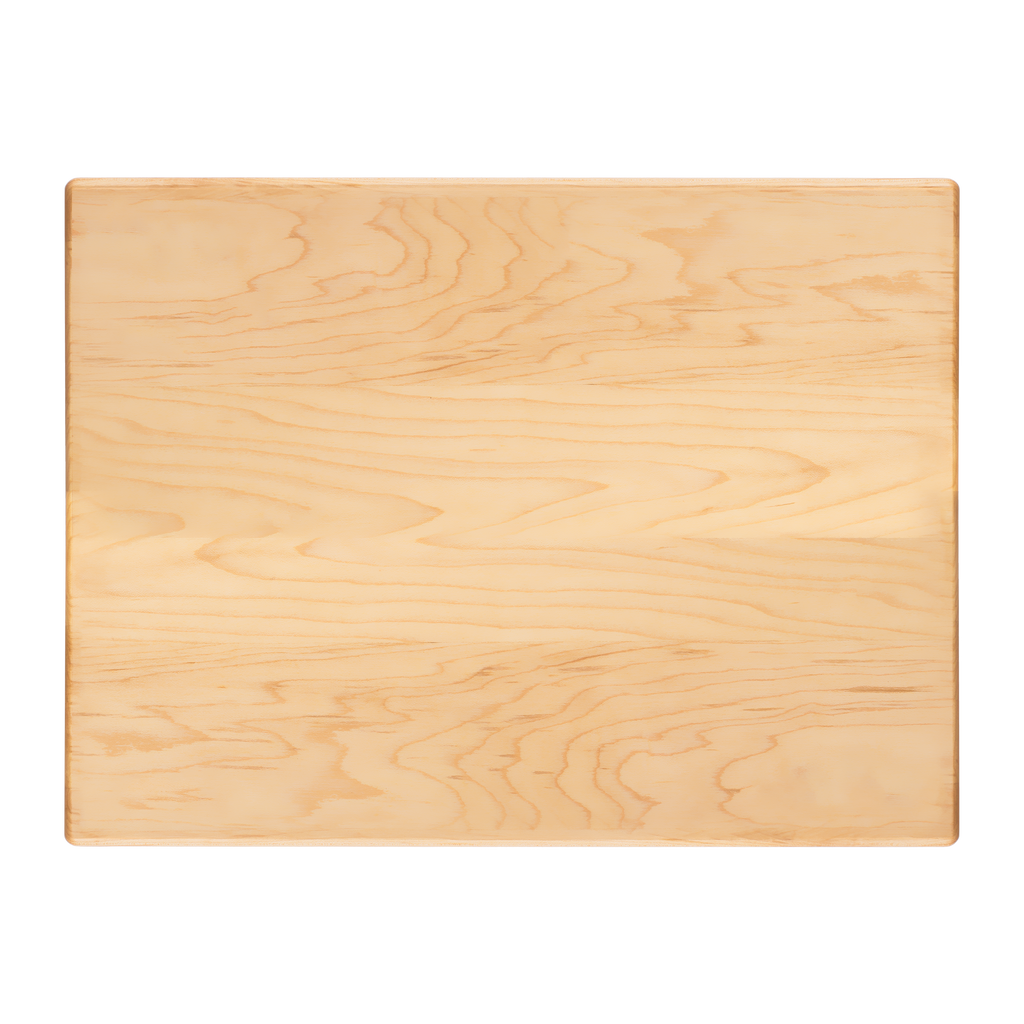 Reverse of a maple cutting board, 16 × 12 inches