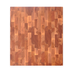 Overhead view of the maple and birch end-grain butcher block, 18 × 16 in