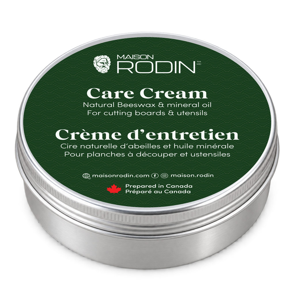 Three-quarter view of the closed MAISON RODIN Care Cream tin
