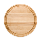 Vue de dessus de la planche à steak ronde en érable avec rigole, de 11 po