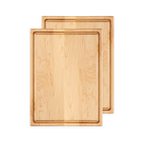 Vue de dessus de l’ensemble de deux planches à découper en érable avec rigole, de 16 × 12 po