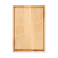 Overhead view of the maple cutting board with juice groove, 20 × 14 in