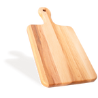 Side view of the large maple serving board with handle, 16 × 8 in