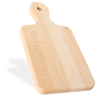 Side view of the small maple serving board with handle, 12 × 6 in