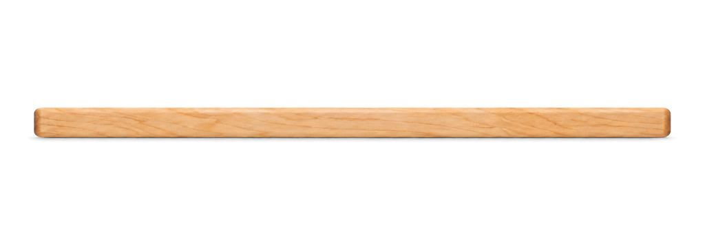 Side view of a maple cutting board, 16 × 12 × 0.75 inches