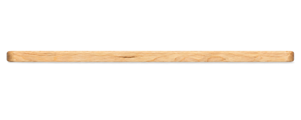 Side view of the maple cutting board, 20 × 14 × 0.75 inches