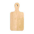 Overhead view of the small maple serving board with handle, 12 × 6 in