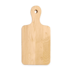 Overhead view of the small maple serving board with handle, 12 × 6 in