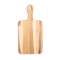 Overhead view of the large maple serving board with handle, 16 × 8 in