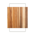 Vue de dessus de la planche à découper en bois pour évier avec supports métalliques