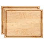 Face avant de l’ensemble de deux planches à découper en érable avec rigole, de 16 × 12 po