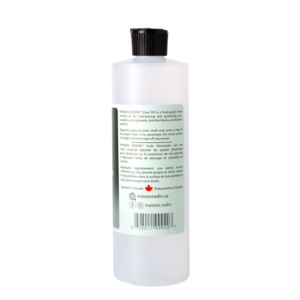 Back view of the MAISON RODIN Care Oil bottle, 473 ml