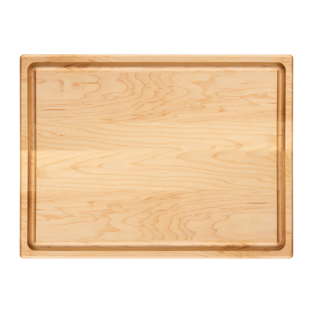Face avant de la planche à découper en érable avec rigole, de 16 × 12 po