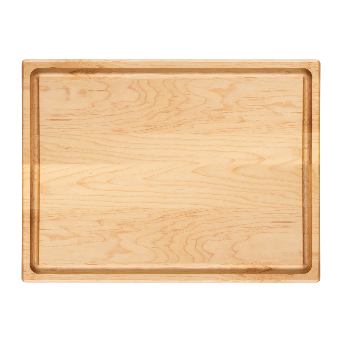 Face avant de la planche à découper en érable avec rigole, de 16 × 12 po