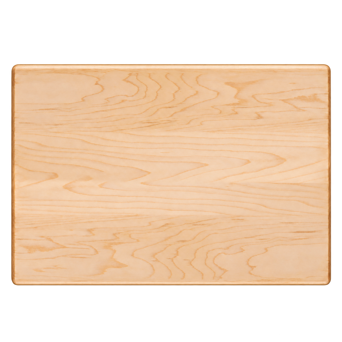 Reverse face of the maple cutting board with juice groove, 20 × 14 in